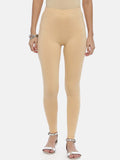 Souchii Beige Solid Slim-Fit Ankle-Length Leggings For Women