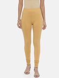 Souchii Beige Solid Slim-Fit Churidar-Length Leggings