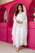 Yash Enterprise White Georgette Party Wear Embroidery Suit Set