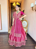 Yash Enterprise Pink Chinon Silk Party Wear Embroidery Suit Set