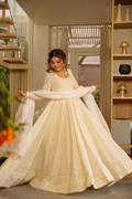 Yash Enterprise Cream Georgette Party Wear Embroidery Suit Set