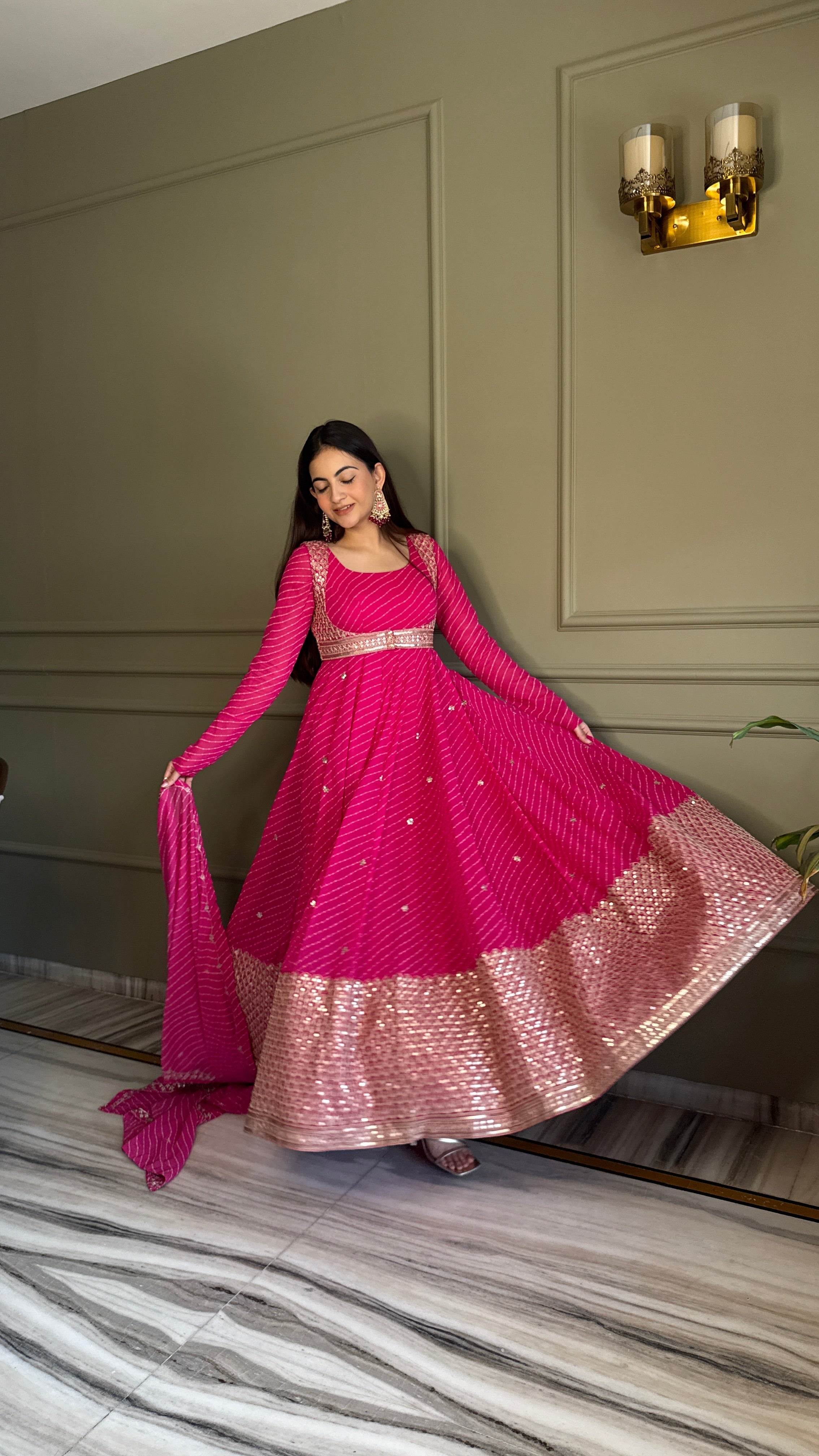 Yash Enterprise Pink Georgette Party Wear Embroidery Suit Set