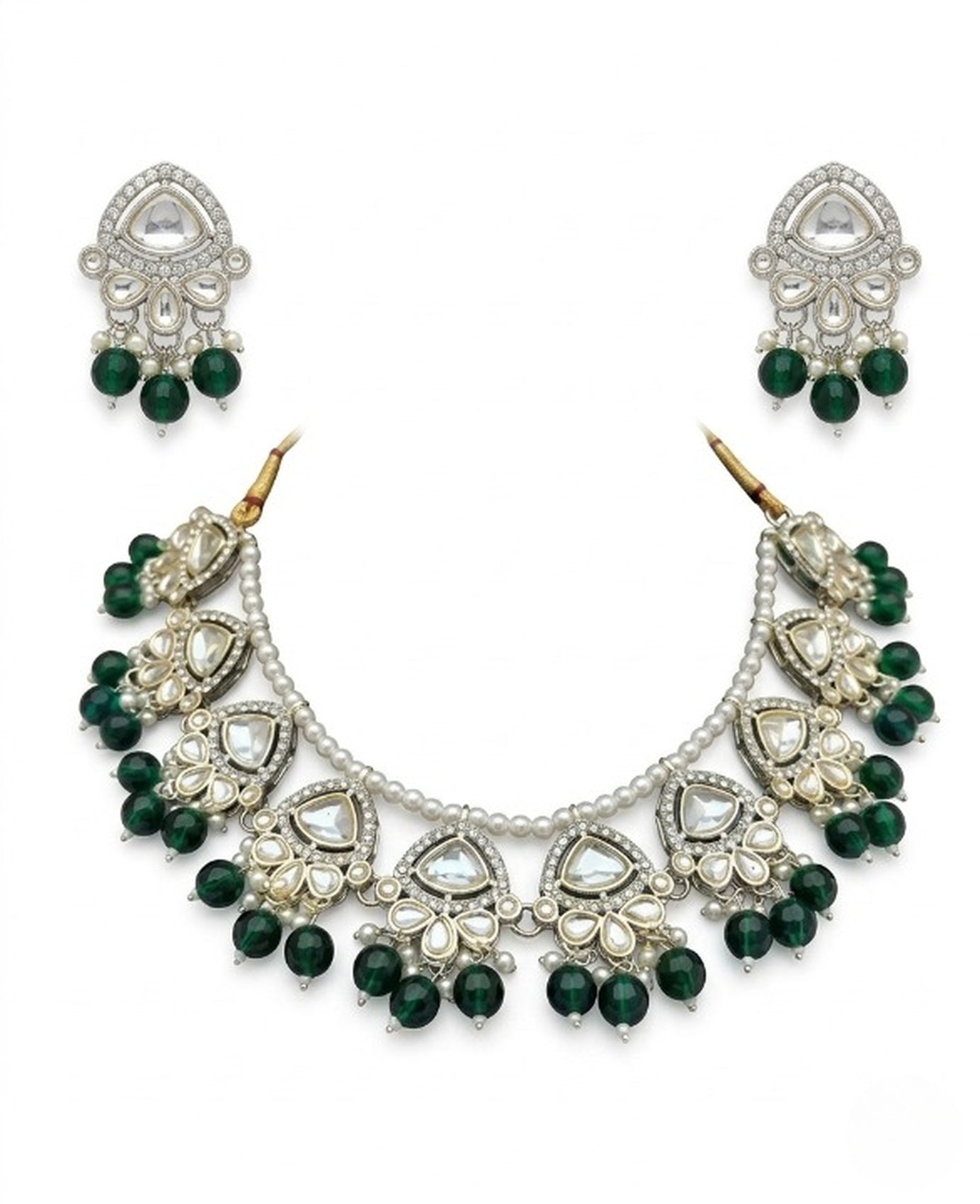 Jewel City Exquisite Kundan Pearl Necklace Set: Gold-Plated Traditional Jewelry for Wedding