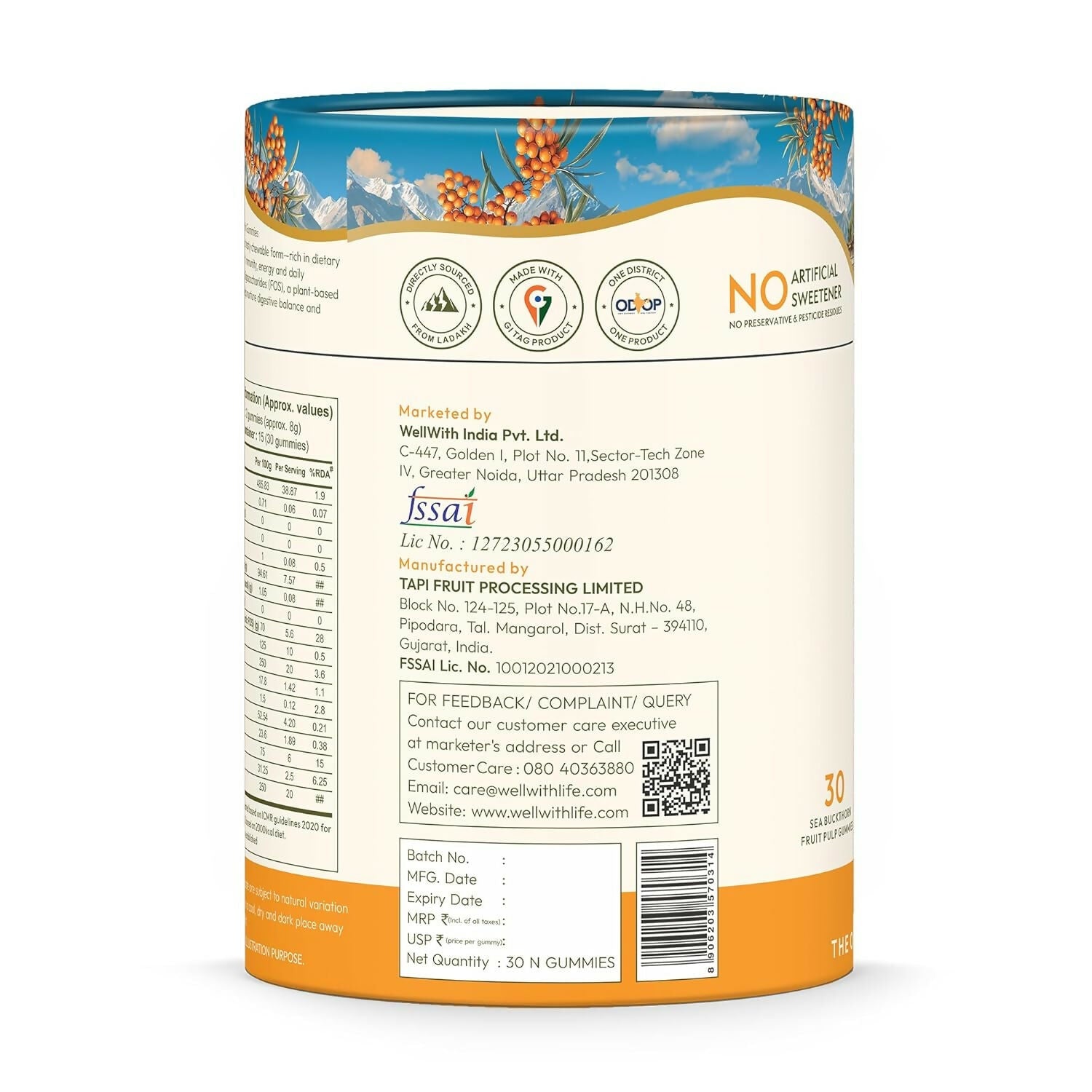 Wellwith Sea buckthorn Vitamin C Rich, multivitamin supplement, Immunity Gummies
