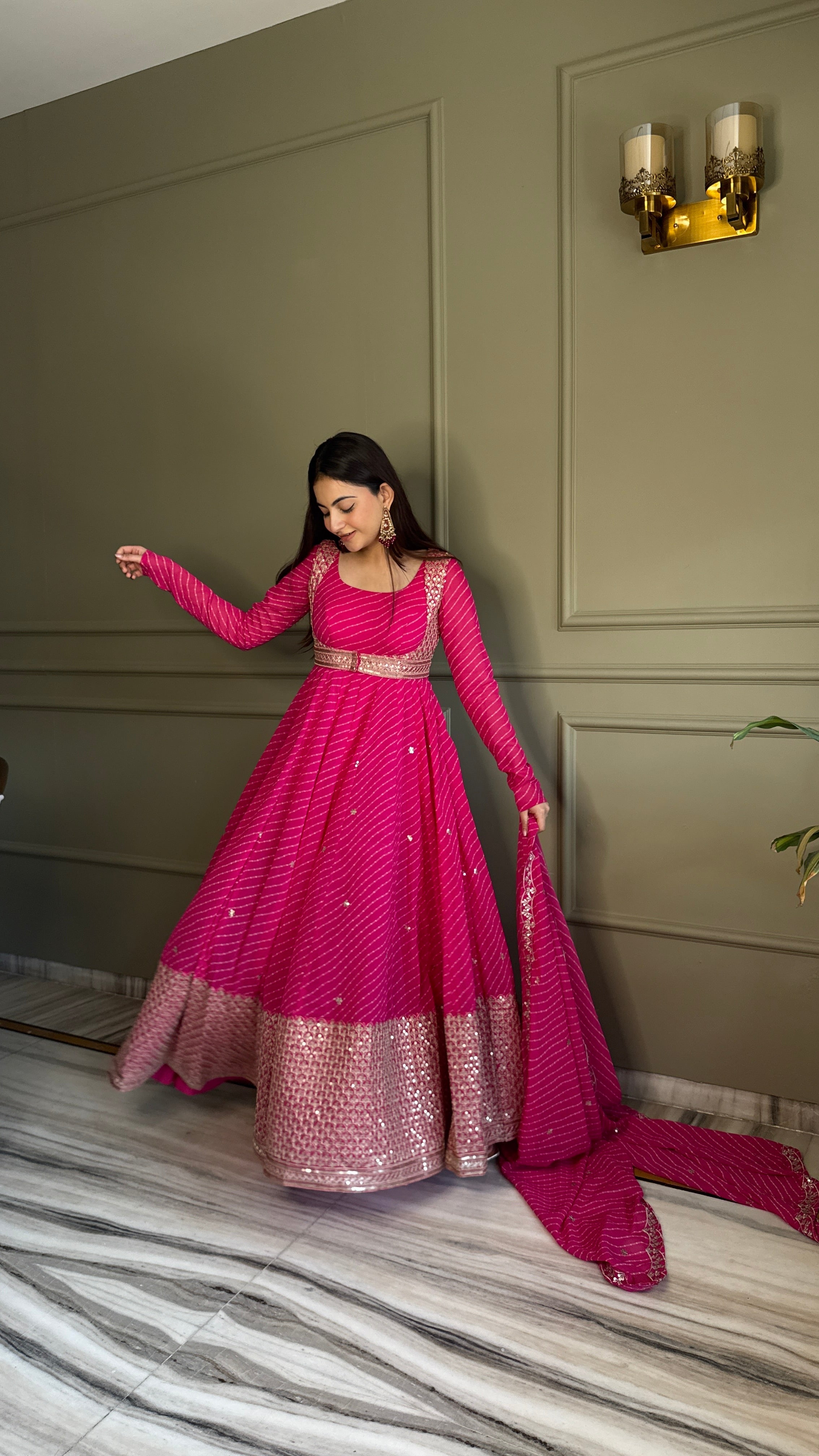 Yash Enterprise Pink Georgette Party Wear Embroidery Suit Set
