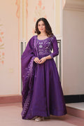 Teeya Creation Womens New Simple Gold Crush With Beads Embroidery-Work Gown Set