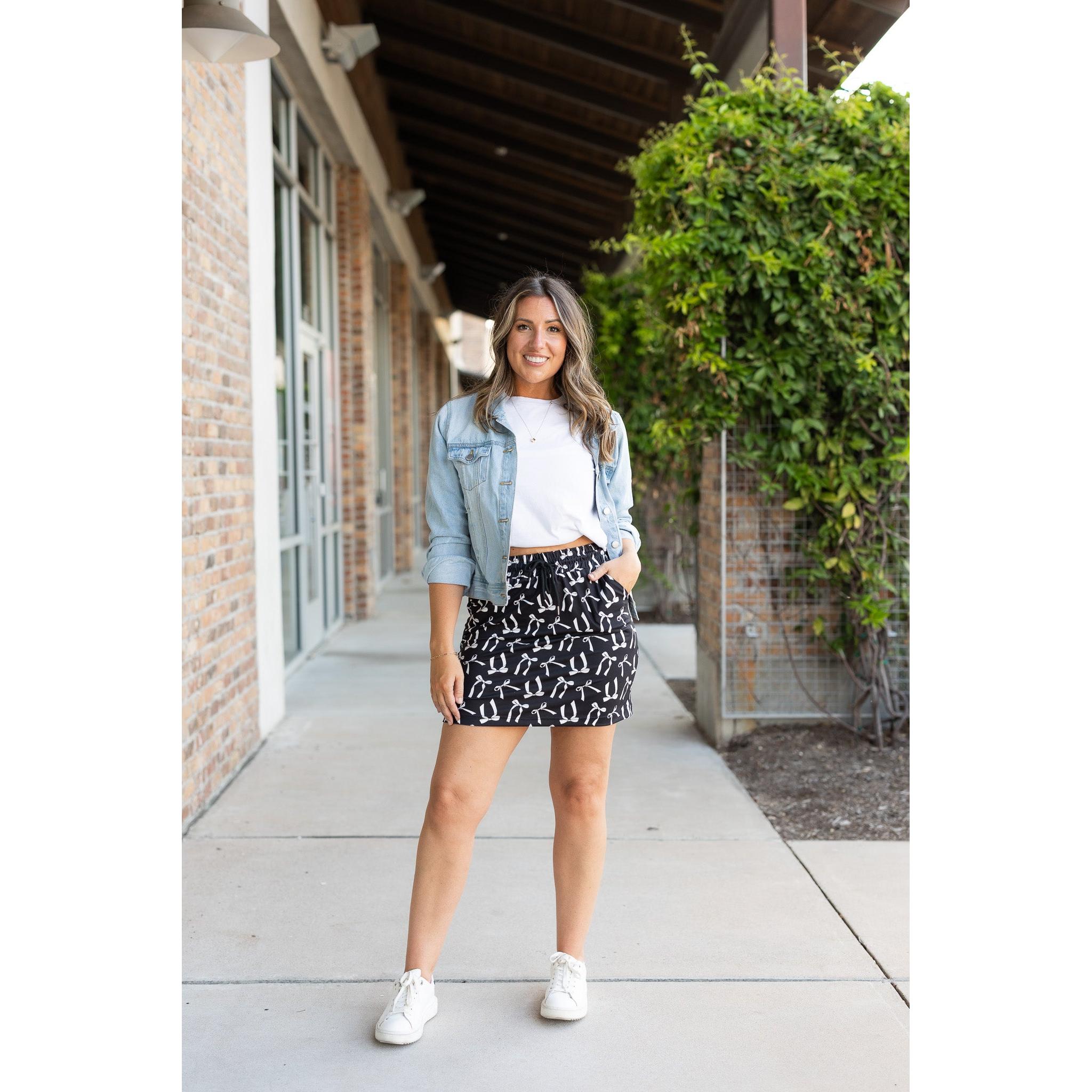 Ready to Ship | The Millie -  White Bow Jogger Skirt