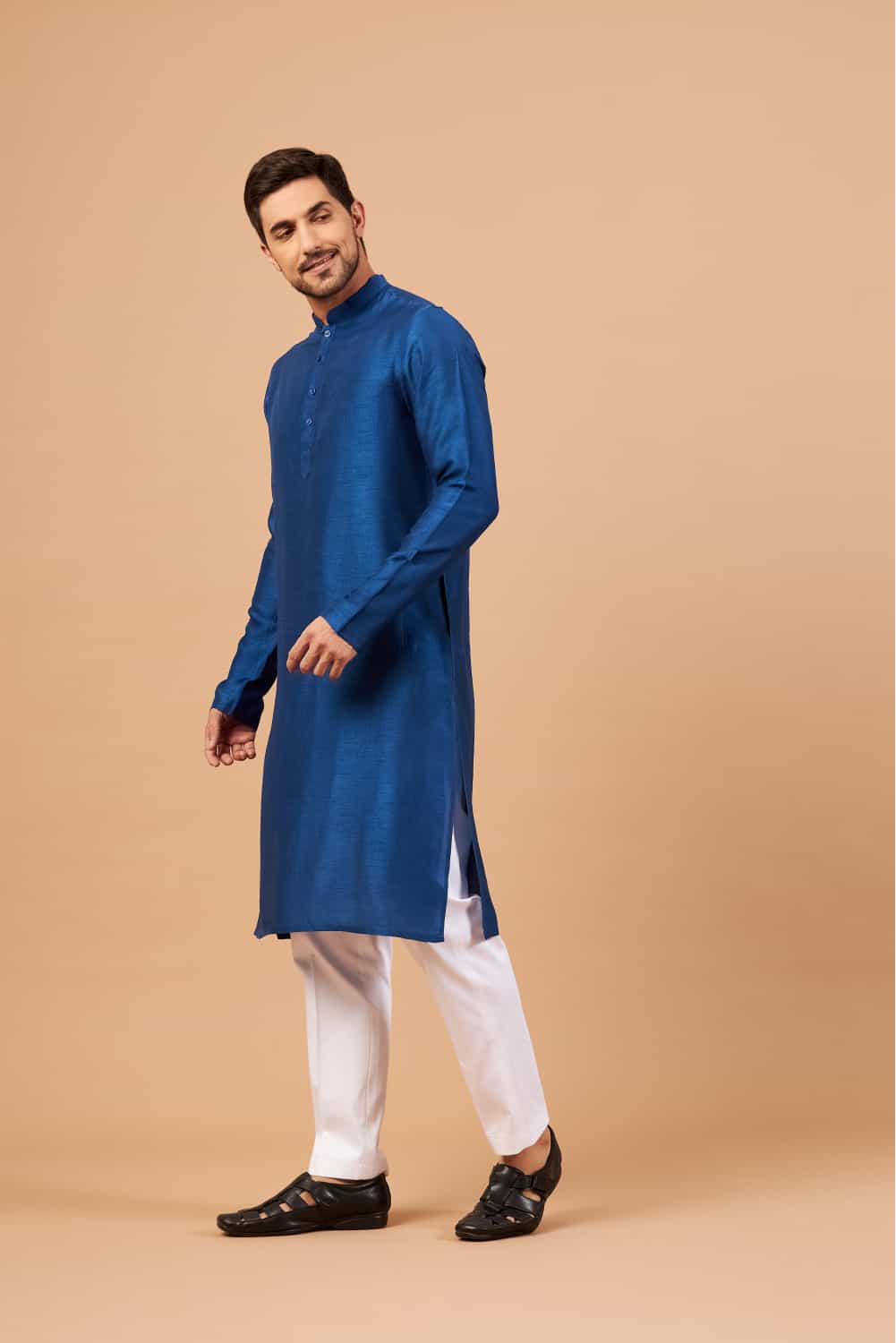 Blue Plain Designer Men's Kurta by Hilo Design