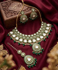 Jewel City Handcrafted Kundan Choker Necklace Set | Gold Plated | Emerald Green | Wedding & Festival Jewelry
