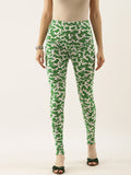 Souchii White & Green Printed Ankle-Length Leggings