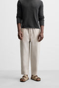 Fabmade Men’S Beige Loose Fit Cotton Pajama