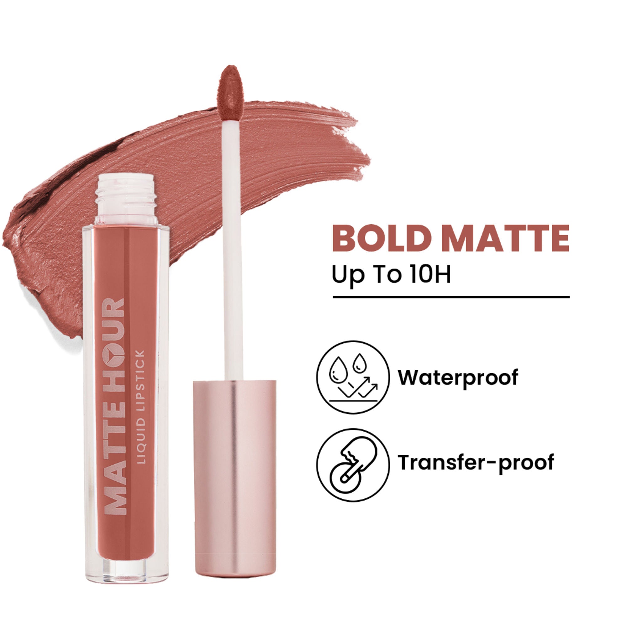 Swiss Beauty Matte Hour Waterproof Liquid Lipstick, Up To 10-Hour - 1 Mimosa Glow