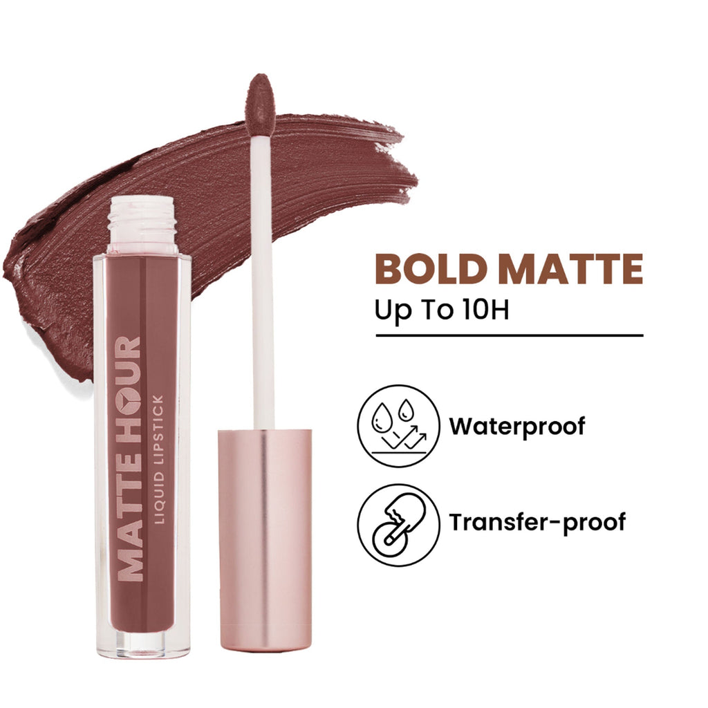 Swiss Beauty Matte Hour Waterproof Liquid Lipstick, Up To 10-Hour - 8 Smoked Bourbon