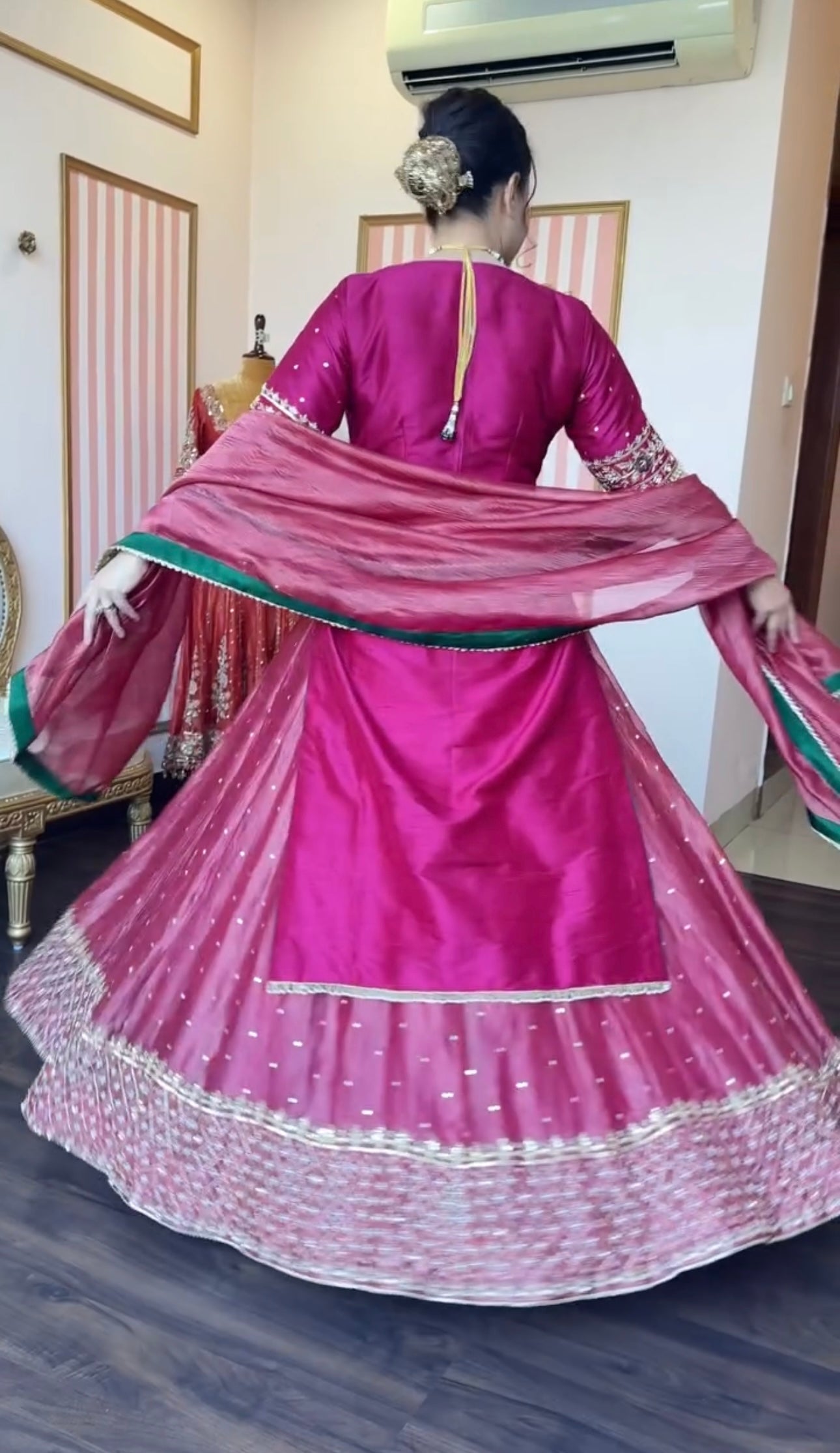 Yash Enterprise Pink Chinon Silk Party Wear Embroidery Suit Set