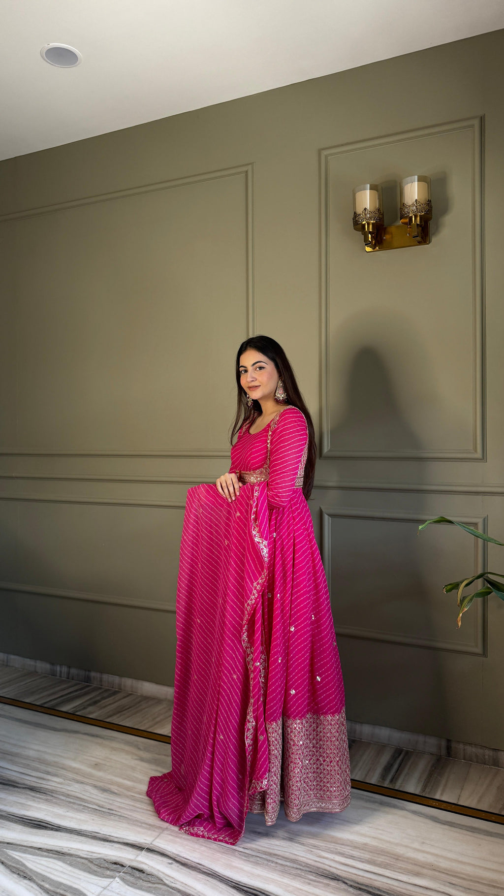 Yash Enterprise Pink Georgette Party Wear Embroidery Suit Set