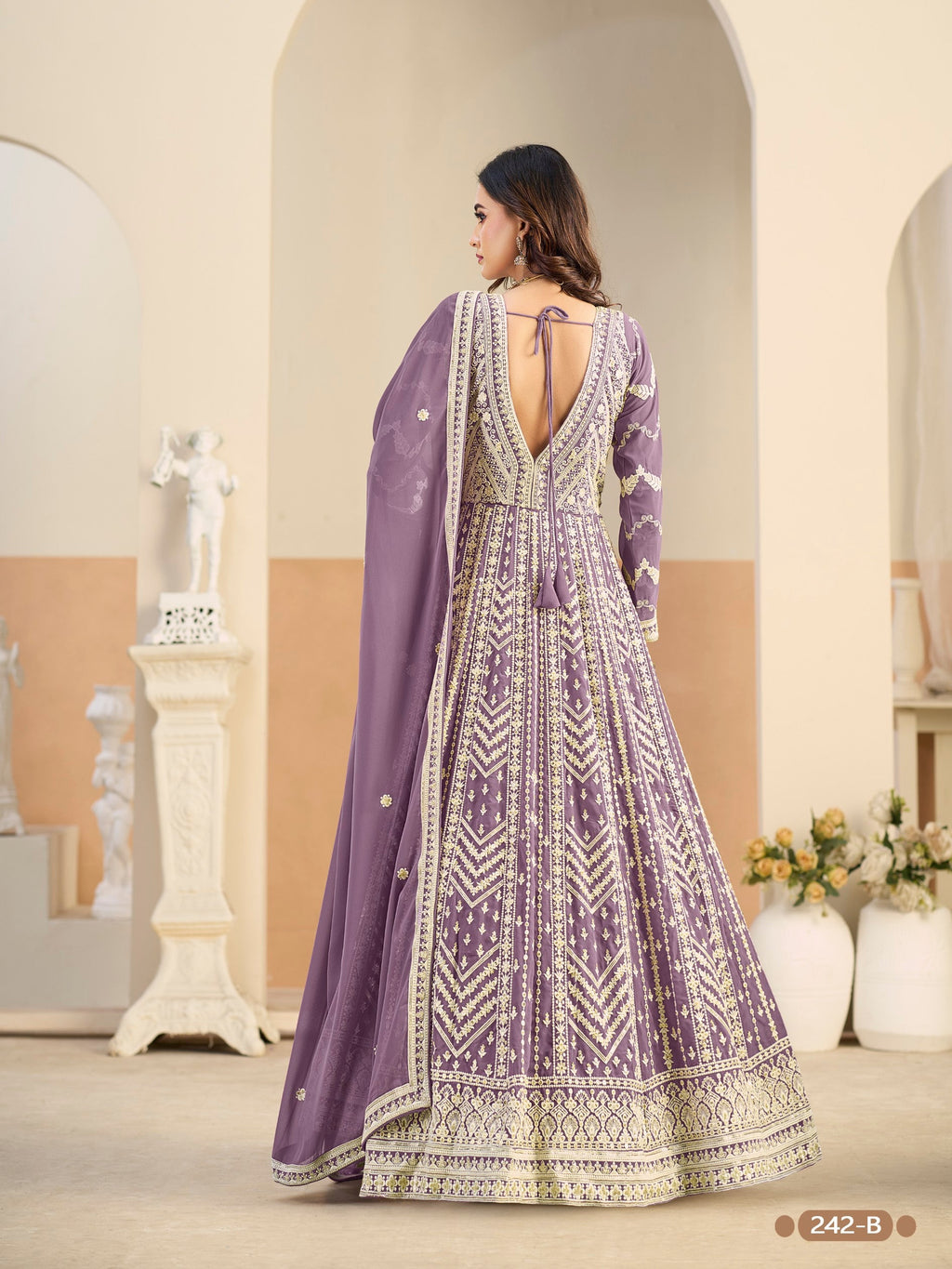 Anaita Purple Heavy Embroidered Faux Georgette Anarkali Suit With Salwar