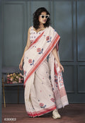 Anaita Off White Designer Weaving Handloom Linen Saree With Blouse