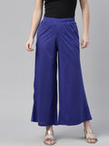 Souchii Navy Blue Knitted Ethnic Palazzos