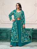 Anaita Turquoise Faux Georgette Sequins Embroidered Stitched Ethnic Suit