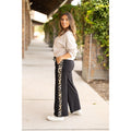 Ready to Ship | The Chelsea - Black Wide Leg with Leopard Panel Loungers