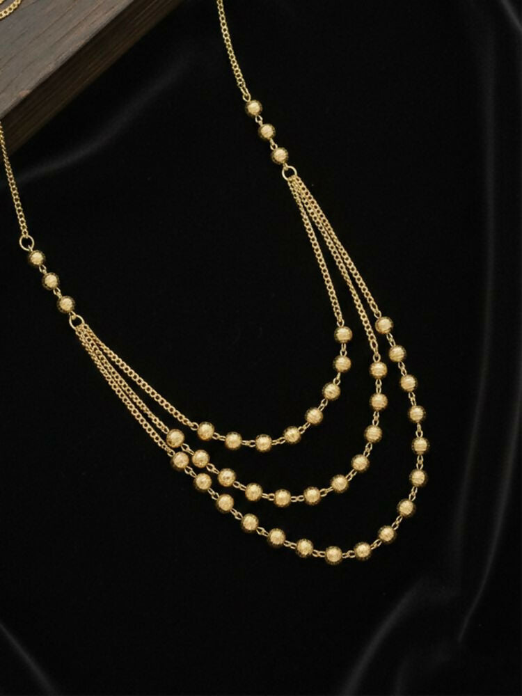 NVR Women Gold Plated Artificial Beads Layered Chain