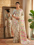 Shree Shyam Fashion White Linen Cotton Saree