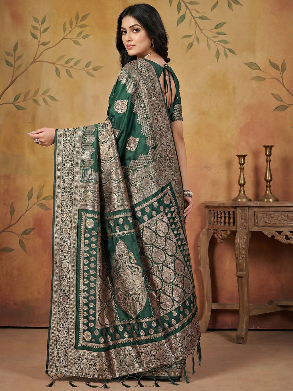 Shree Shyam Fashion Green Silk Blend Saree