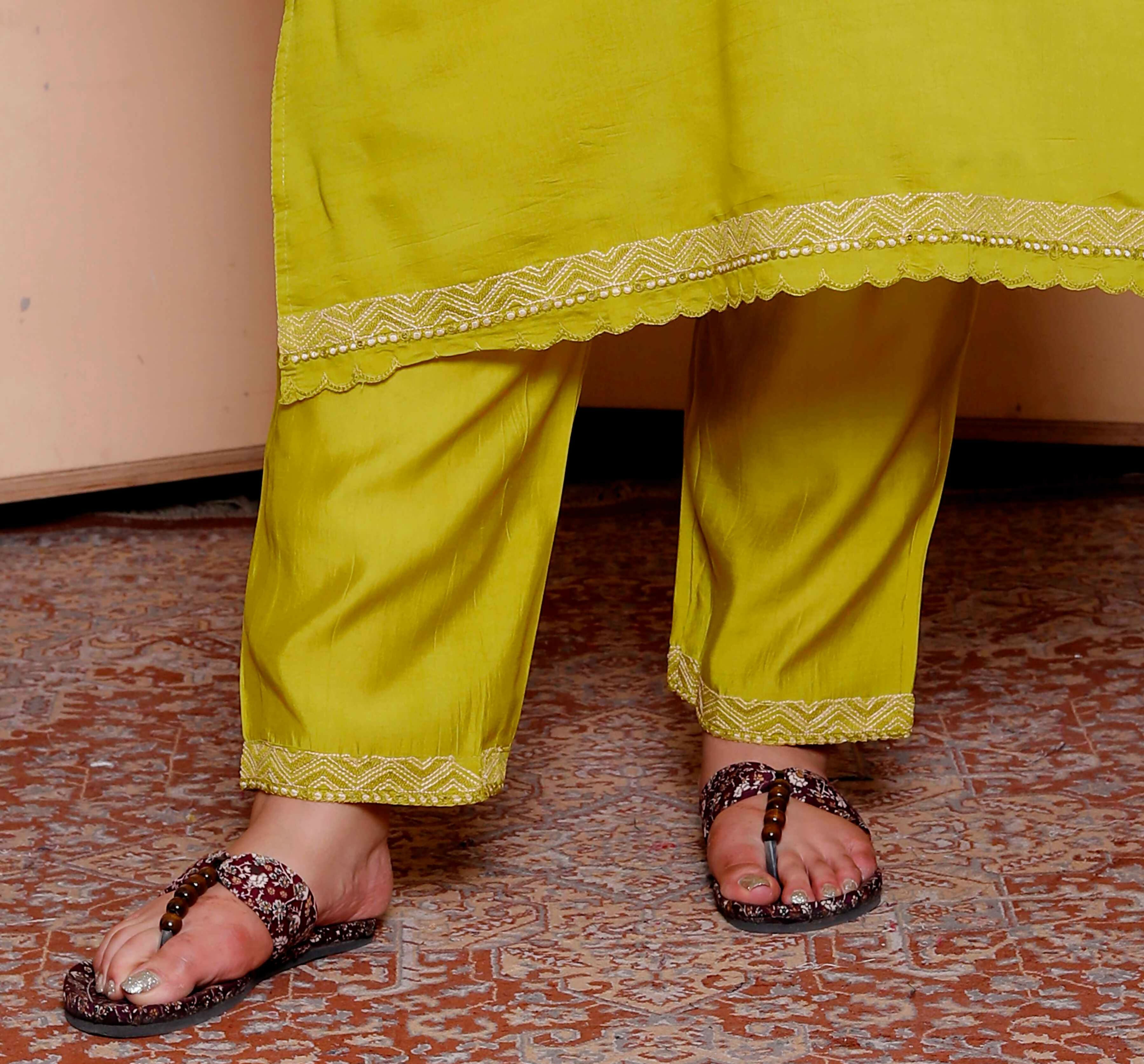 Miravan Womens Plus Size Muslin Yellow Kurta and Palazzo with Dupatta Set