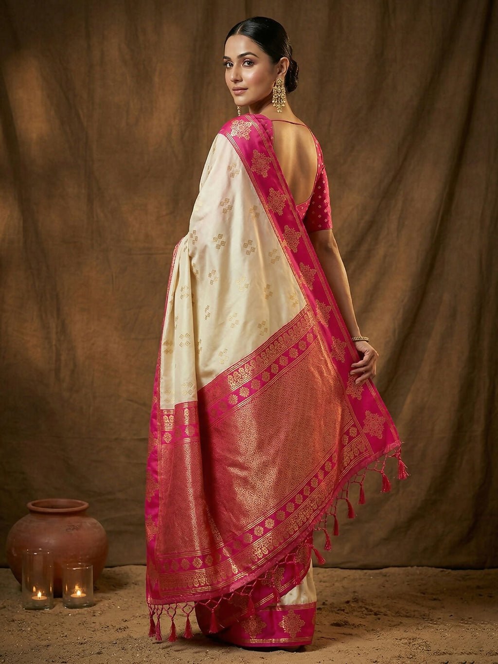 Shree Shyam Fashion Cream Soft Silk Saree