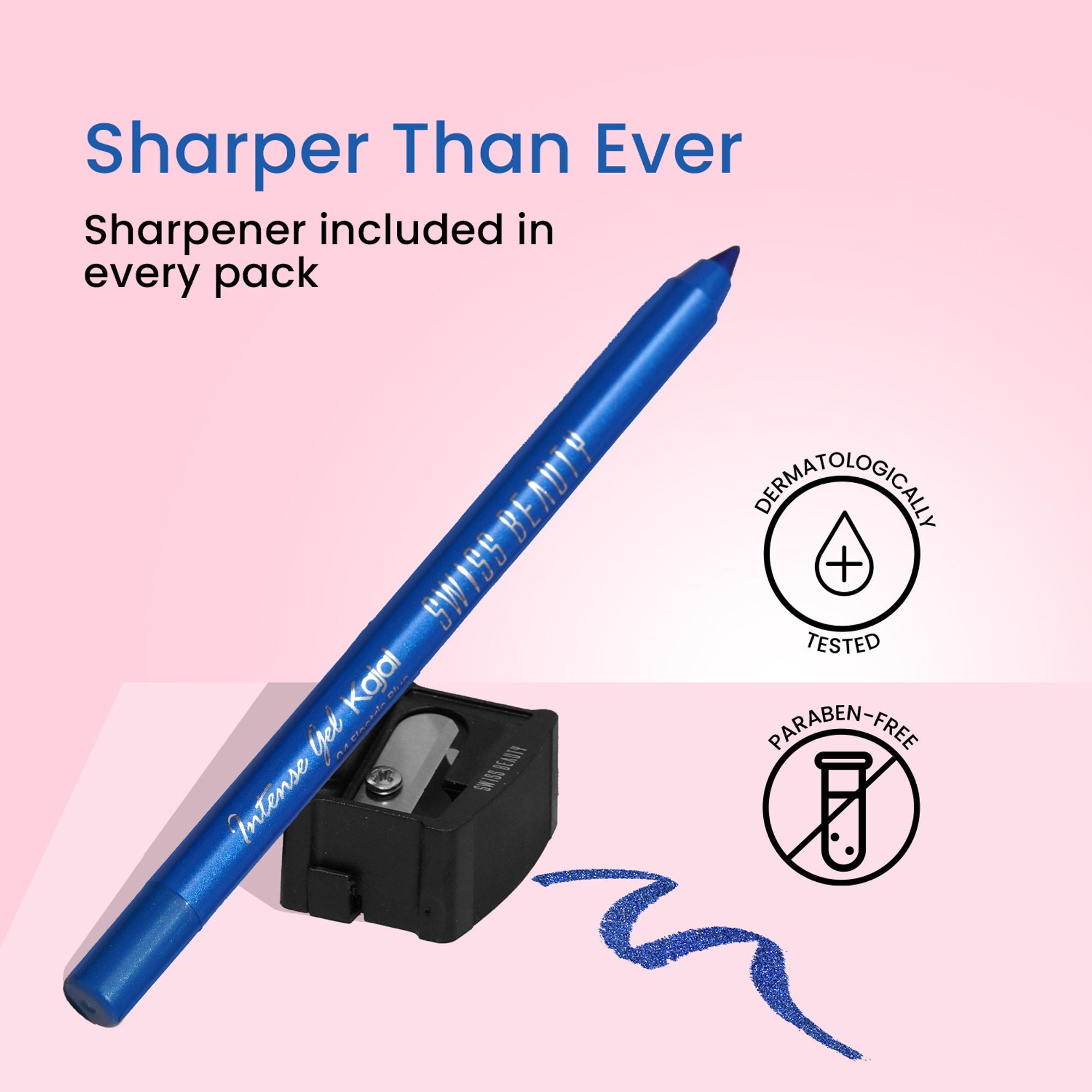Swiss Beauty Intense Gel Kajal 12-Hour Stay Smudge-Proof with Sharpener - 8904325004434_08royalblue