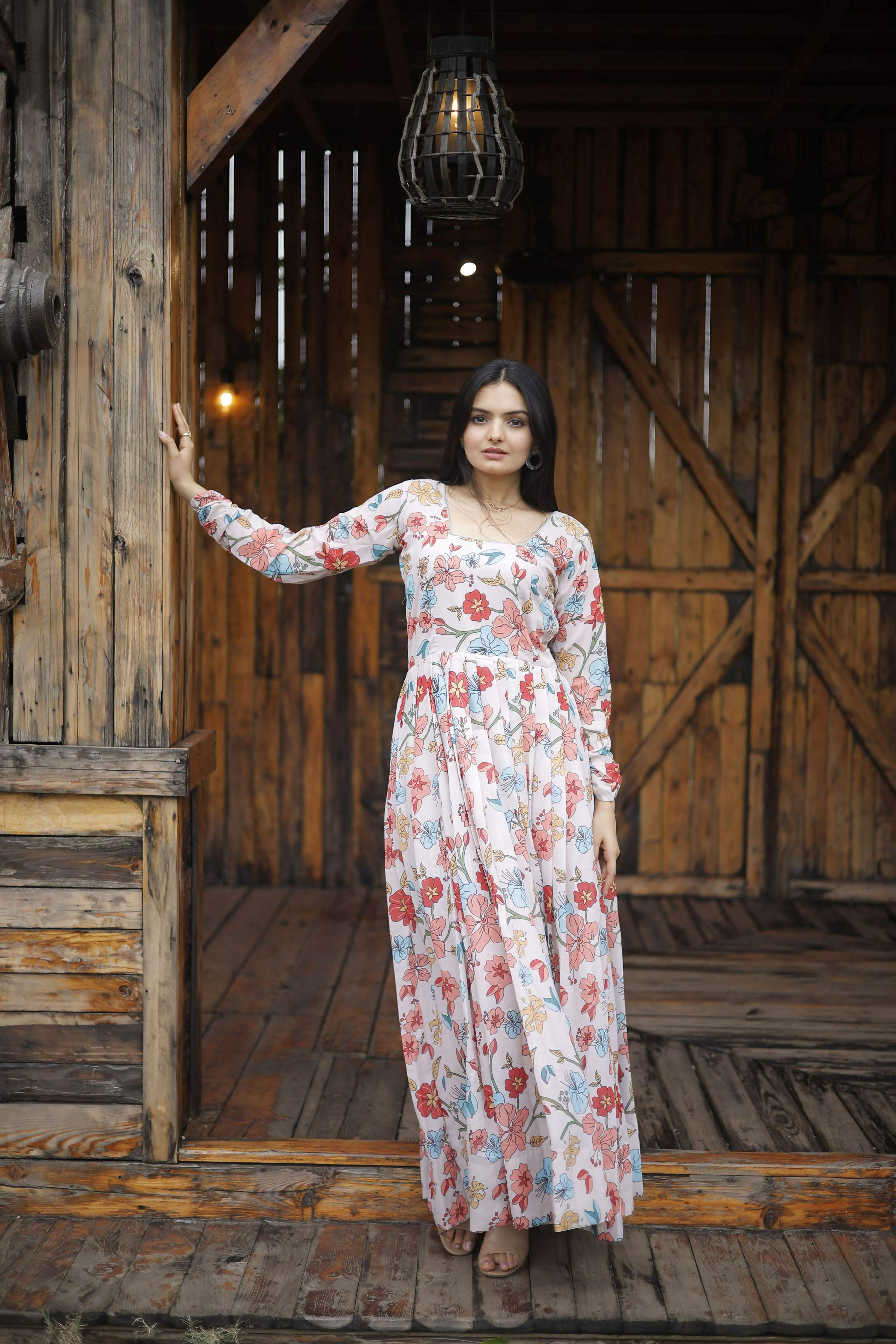 Aayaa Georgette Gown With Heavy Digital Print - Multi Color