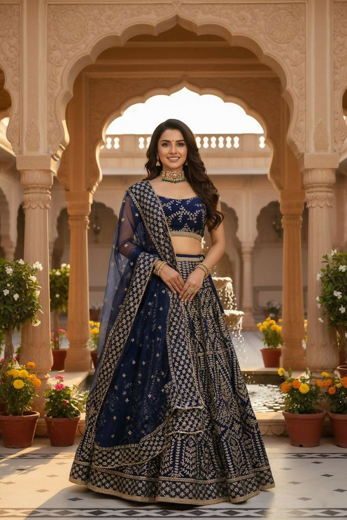Lehenga Mart Designer Indian Wedding Lehenga Choli-Blue