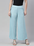 Souchii Blue Knitted Palazzos