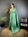Joban Fashion Bottle Green Butti Motifs Soft Silk Patola Saree