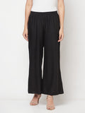 Aniyah Rayon Flared Slip-On Black Palazzo