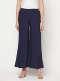 Aniyah Rayon Flared Slip-On Navy Blue Palazzo