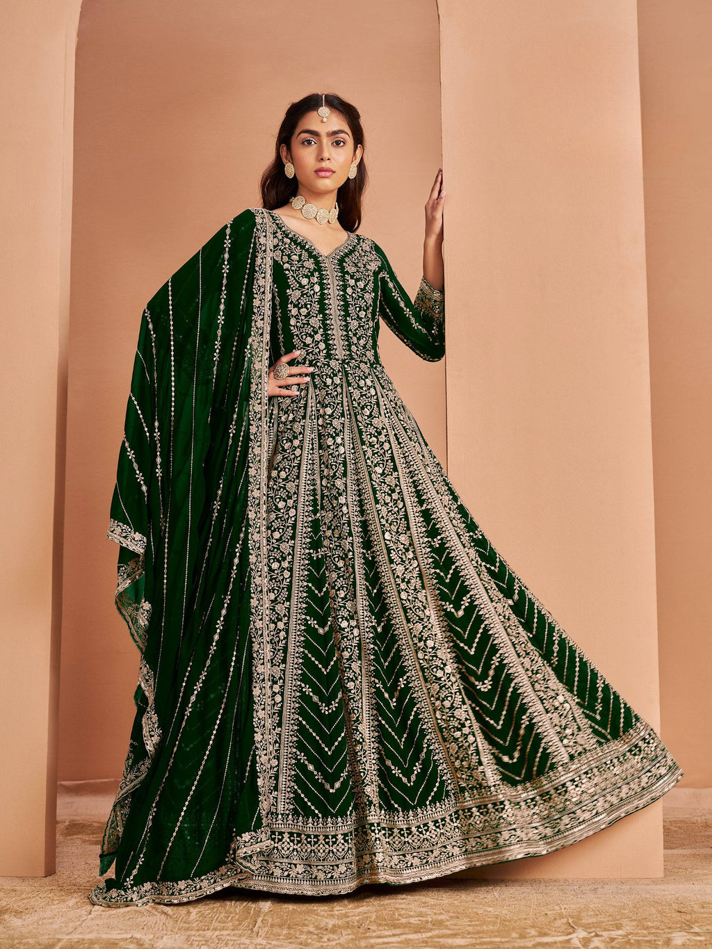 Anaita Dark Green Georgette Embroidered Salwar Suit