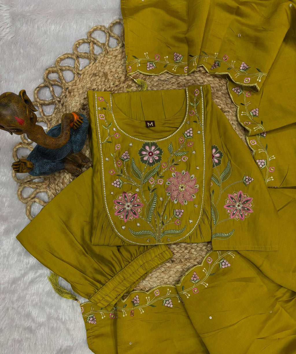Pramukh Fab Mustard Color Viscose Roman Silk Kurta Set