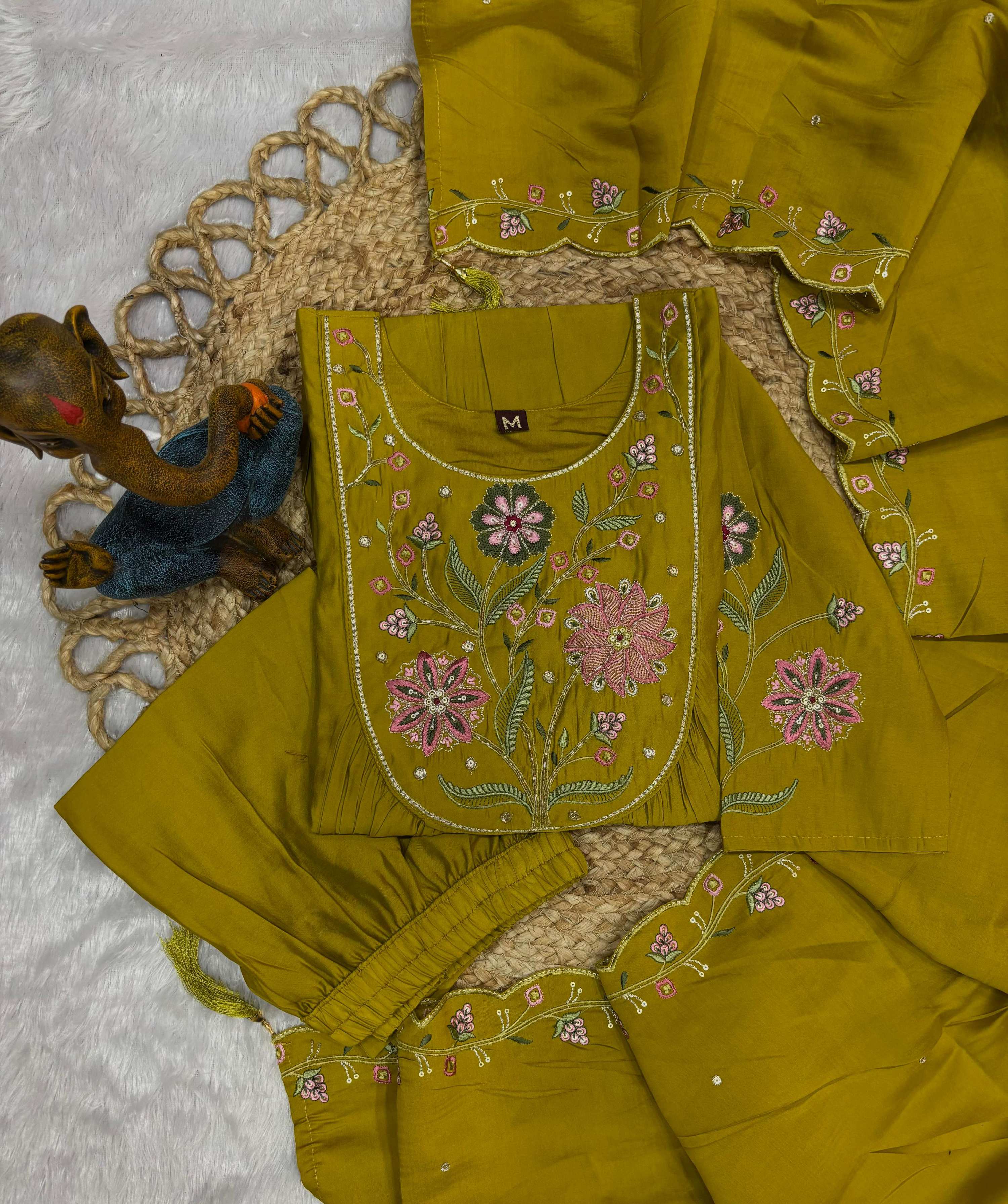 Pramukh Fab Mustard Color Viscose Roman Silk Kurta Set