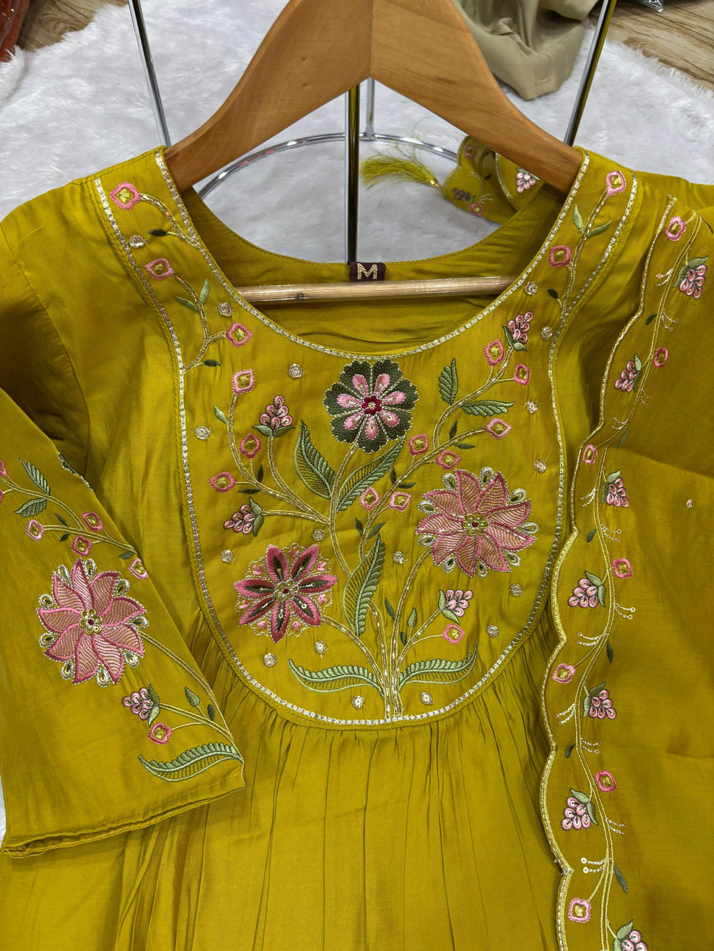 Pramukh Fab Mustard Color Viscose Roman Silk Kurta Set