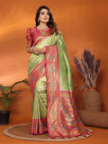 Anaita Green Banarasi Tissue Silk Saree With Weaving Work