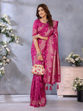 Anaita Rani Pink Premium Banarasi Tissue Silk Saree With Gala Weaving Work