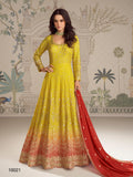 Anaita Yellow Georgette Stitched Anarkali Suit With Embroidered Sequins Work