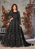 Anaita Black Embroidered Butterfly Net Anarkali Suit