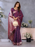 Anaita Maroon Premium Banarasi Tissue Silk Saree With Gala Weaving Work