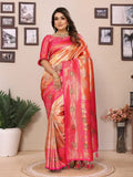 Anaita Orange Banarasi Tissue Silk Saree With Weaving Work