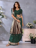 Anaita Dark Green Premium Banarasi Tissue Silk Saree With Gala Weaving Work