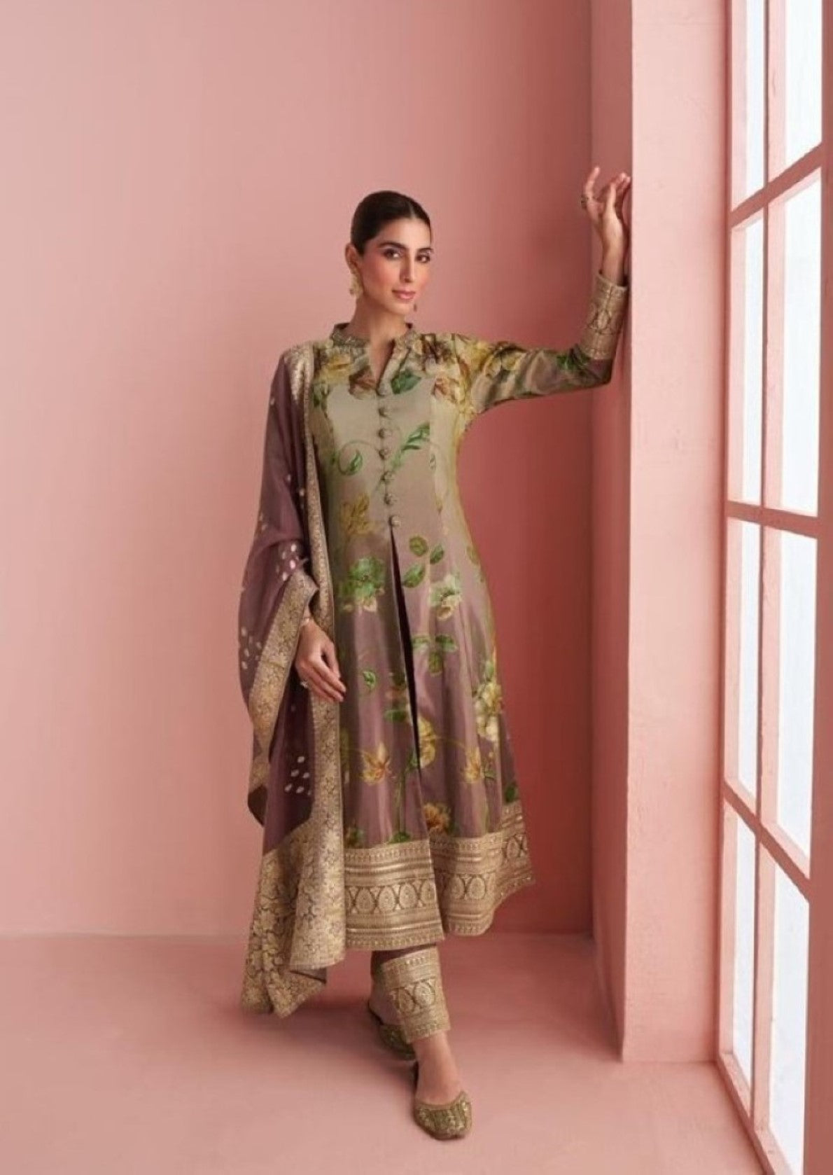 Anaita Multi Silk Stitched Anarkali Suit With Digital Printed Work