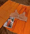 Anaita Orange Chinon Silk Stitched Shrug Suit With Embroidery Sequence Work