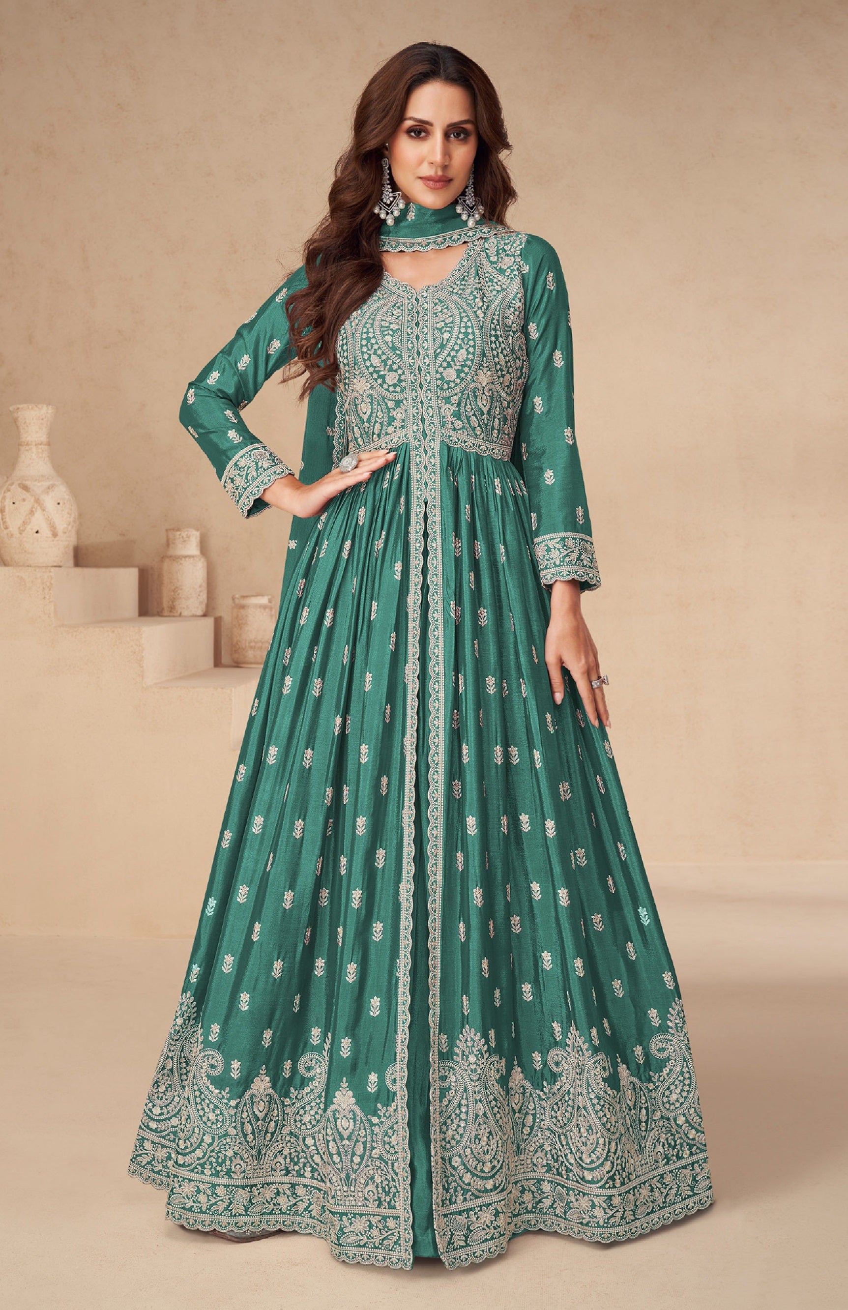 Anaita Green Chinon With Sequence Embroidery Salwar Suit